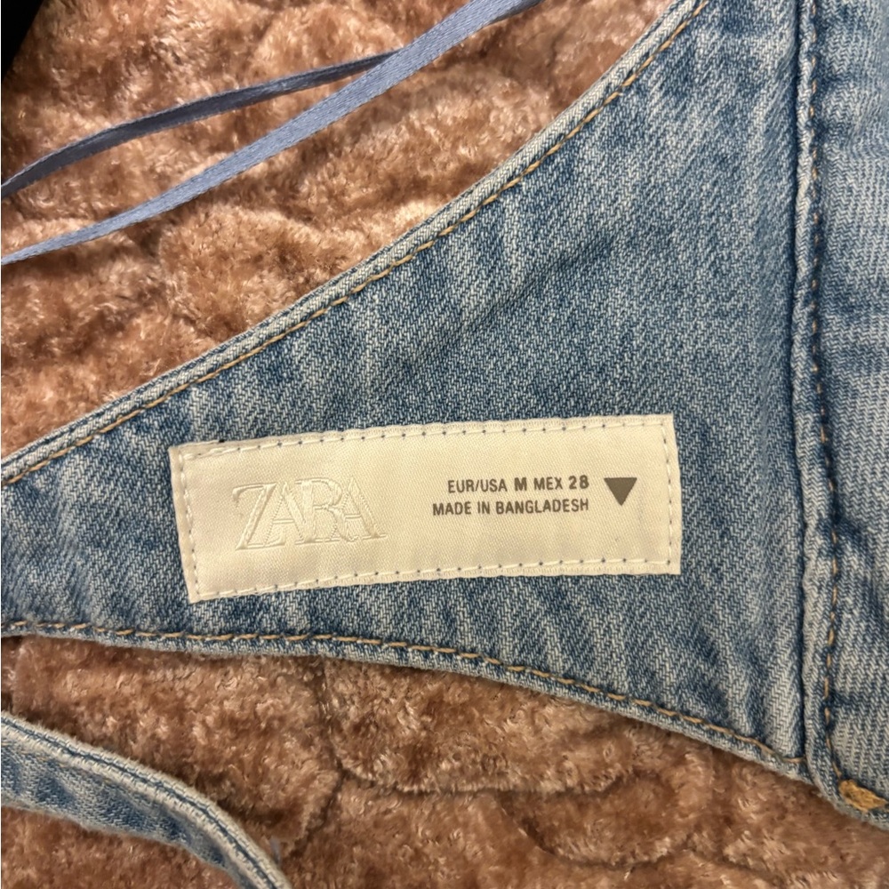 Zara Light Blue Denim Top